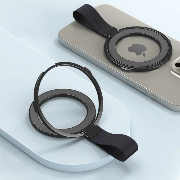 Univerzální magnetický stojánek na telefon Kroužek Tenký držák na mobil pro iPhone Pro Max Plus Samsung Stabilní opora černá