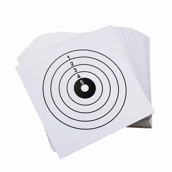 Pappersskjutmål 100 st 14 x 14 cm Runda mål med poängsättning 1-5 Svart mitt Träning av skjutning med vapen och båge 1