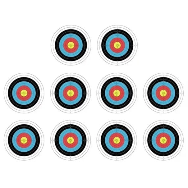 10 st Lukoställning mål 40 x 40 cm Runda pappersprofessionella mål Poängbedömning 1–10 Centralt riktkors 1