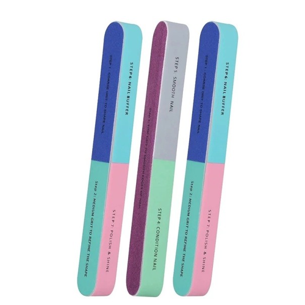 3 st Lehtblock för naglar 17,5 x 2 x 1,6 cm Flerstegsfil för polering och formning av naglar Professionell manikyr 1