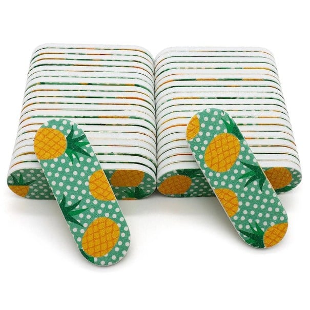 50 ks Pilník na nehty 6 x 1,9 cm Motiv ananas Brusný papír EVA houbička Mini jednorázový pilník Manikúra pedikúra 1