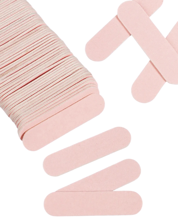15 ks mini pilníky na nehty 5,0 x 1,3 cm Růžové dřevěné pilníčky Jemný brusný povrch Manikúra pedikúra Cestovní set 1