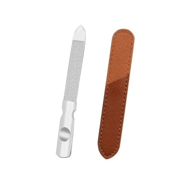 Lime à ongles en acier inoxydable avec étui Surface en diamant métallique Manucure et pédicure précises Conception hygiénique et durable 1