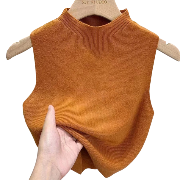 Dámske tielko Univerzálna veľkosť Jednofarebné Široké ramienka Výstrih do O Materiál polyester Pohodlný základný top oranžová