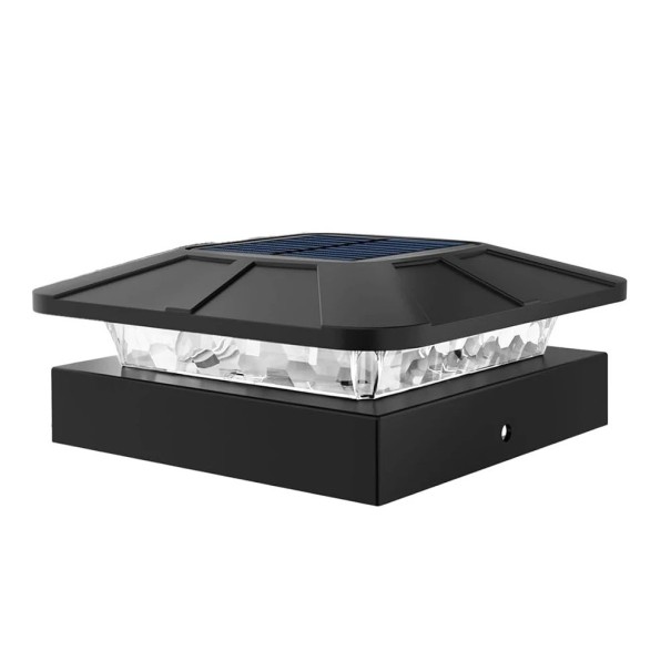 Solärt LED-ljus 11 x 11 x 5,1 cm Utomhuslampa på stolpe med 3 ljuslägen 2 ljusstyrkor IP65 vattentålig 3,7V 0,5W 1