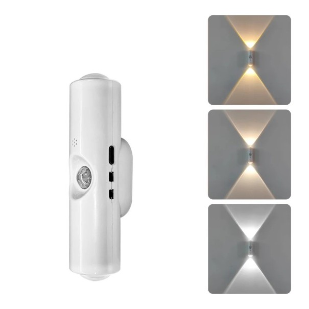 LED vägglampa 10 x 3 cm med rörelsesensor, tre färgtemperaturer för sovrum och hallar 1
