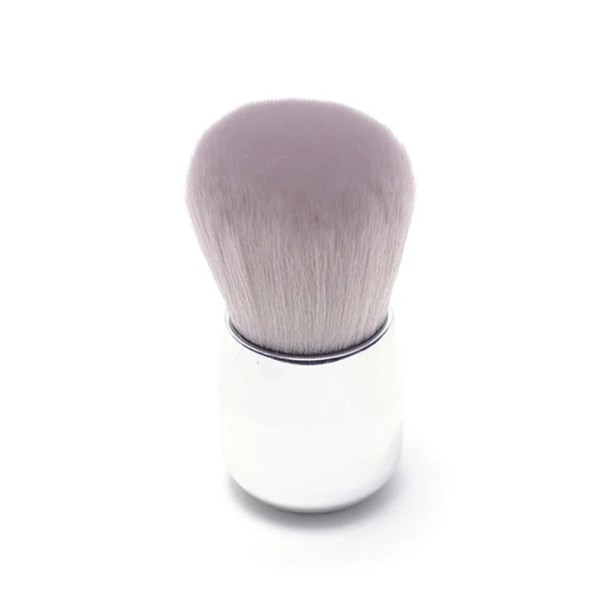 Lyxig kosmetikborste rund form svamp Vitgrå utförande Mångsidig puder- och makeupborste med syntetiska fibrer Ergonomisk 1