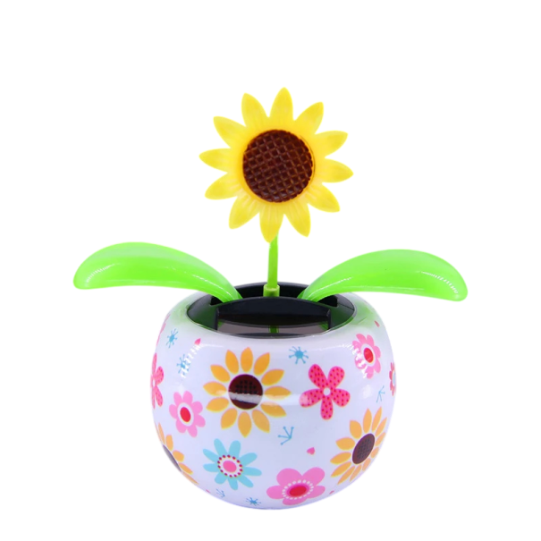 Dekorativ solros 11,5 x 10 cm med blommönster Solär blommdekoration för bil eller hem 1