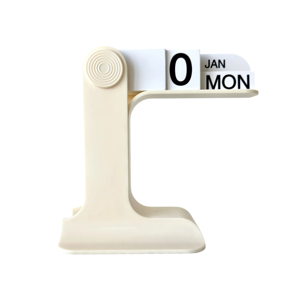 Modern evig kalender 16,5 x 15,5 cm Minimalistisk roterande bordskalender Manuell datuminställning Designkontorsdekoration vit