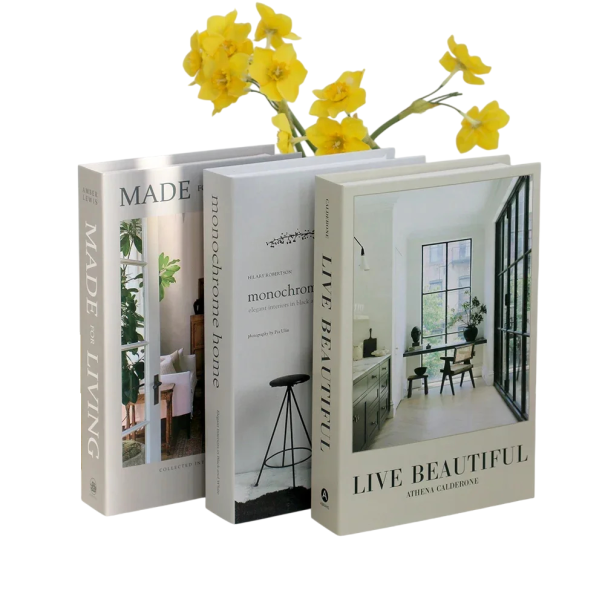 Dekorativa falska böcker 3 st Oöppningsbara inredningsdekorationer minimalistisk design home living stil 1