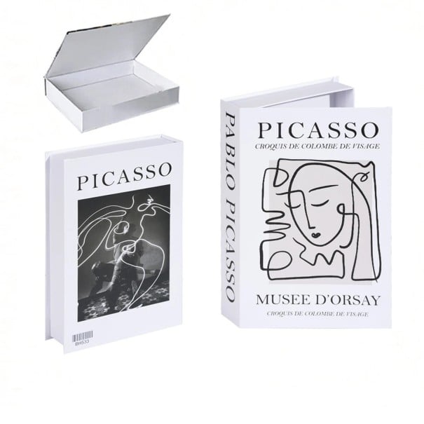Livre décoratif faux PABLO PICASSO avec un portrait minimaliste et un design 1
