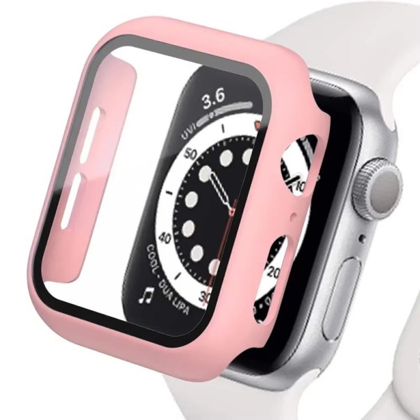 Nezastavitelná ochrana pro Apple Watch 41 mm, 360° tvrzené sklo a ochranný rámeček pro Series 7, 8, 9, nárazuvzdorný kryt růžová