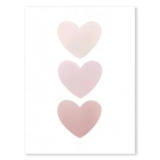 Stort affisch tre rosa hjärtan vertikalt motiv 50 x 70 cm Polyesterduk Mjuk tryck Utan ram Dekoration för barnrum 1