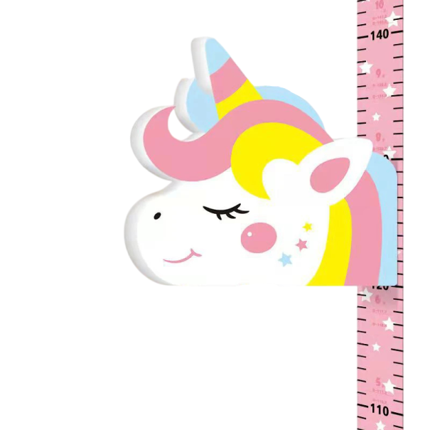 Wandmaßstab für Kinder 65 - 185 cm 3D magnetischer Höhenmesser mit Einhorn süße Wanddekoration für das Kinderzimmer 1