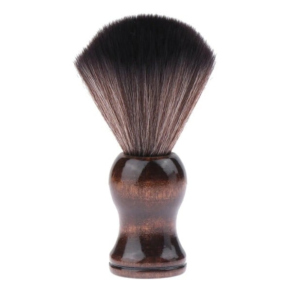 Brosse à raser douce 10,5 x 3,5 cm Brosse à raser en nylon avec poignée en bois Brosse à mousse pour salon de barbier et usage domestique 1