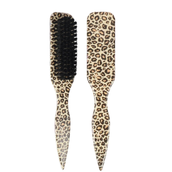 Hårborste av vildsvinshår 22,6 x 4 cm Leopardmönster Utjämnande kam mot flygande hårstrån Formad handtag styling 1