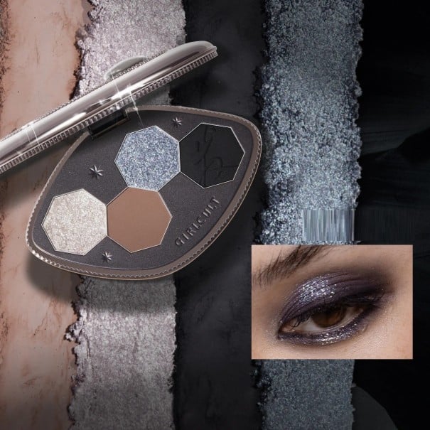 Palette de fards à paupières 4 couleurs Finement moulue sans chute Soft focus finition mate et scintillante Maquillage de luxe longue tenue gris