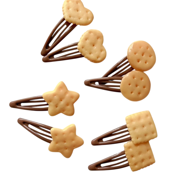 Ensemble de 8 pinces à cheveux en forme de biscuits Pinces mignonnes étoile cœur rond et carré pour femmes et filles 1