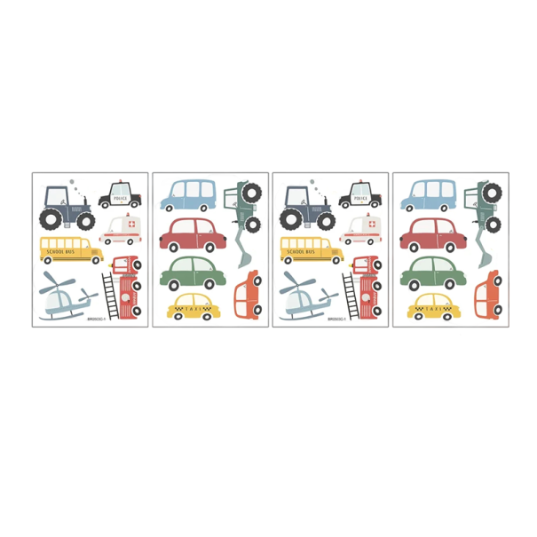 Fali matrica készlet 4 db 22,5 x 30 cm PVC Közlekedési eszközök Gyermek dekoráció a szobába Autó Repülőgép Színes matricák 1