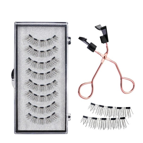 Ensemble de 8 pièces de cils 3D magnétiques artificiels à 5 aimants avec applicateur Résistants à l'eau longue durée réutilisables aspect naturel 1