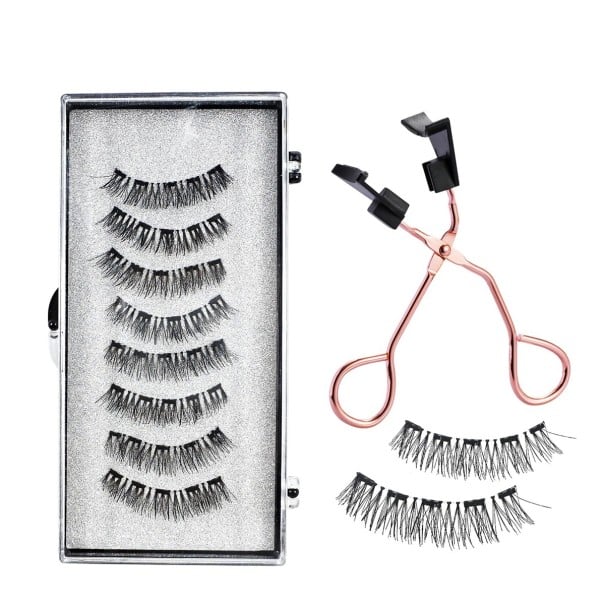 Ensemble de 8 pièces de cils magnétiques 3D artificiels avec applicateur 5 aimants Étanche longue durée réutilisables effet naturel 1
