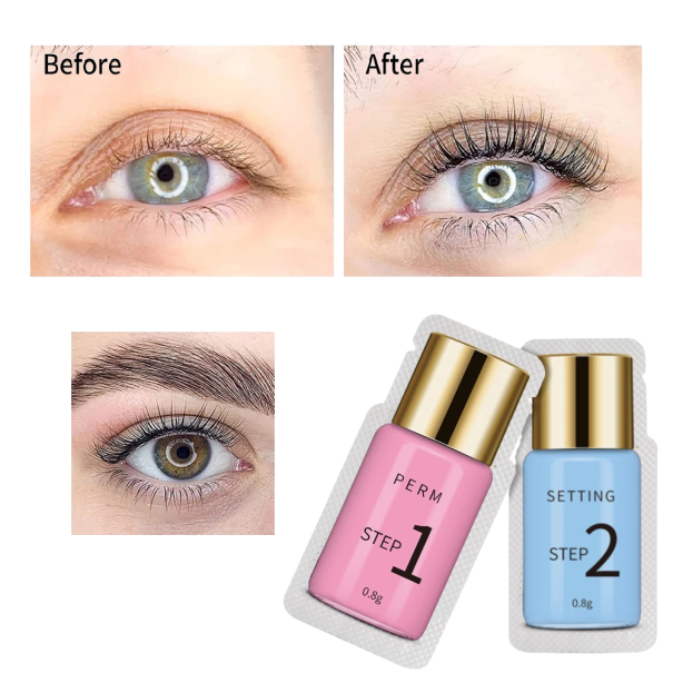 Professionell set för laminering av fransar 10 par 0,8 g Emulsion + Fixering Lash Lift engångsförpackning hermetiskt försluten 10–12 min 1