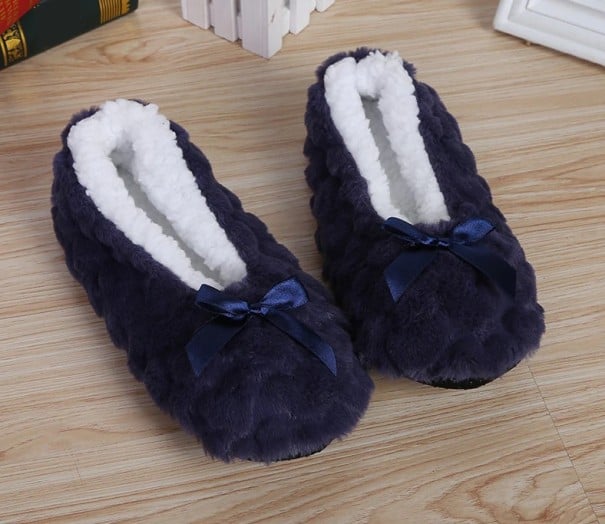Papuças de senhora peludas azul escuro 38