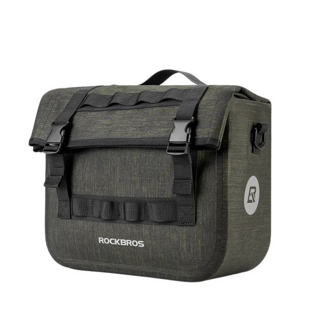 Multifunkční cyklistická brašna 33 x 27 x 14 cm 15 l Polyesterová taška na kolo Zadní úložný organizér na nosič tmavě zelená