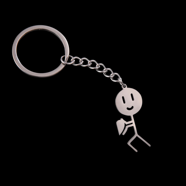 Porte-clés Stickman 37 x 18 mm Acier inoxydable Accessoire amusant en métal pour clés Accessoire minimaliste pour sac à dos et sac 1
