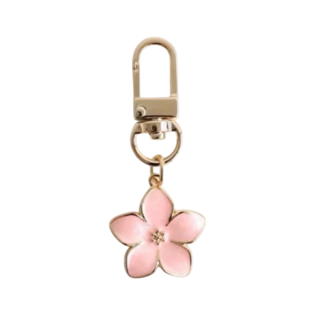 Rosa nyckelring Zinklegering Universell storlek Blommotiv Metallnyckelring för handväska ryggsäck Elegantisk gåva för kvinnor 1