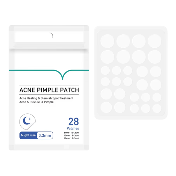 Patches Anti-Acné de Nuit 28 pcs 8 mm 10 mm 12 mm Autocollants Invisibles Tea Tree Hydrocolloïde Traitement des Boutons 1