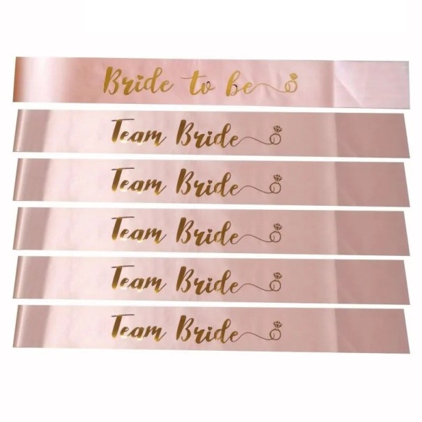 Ensemble de 6 écharpes de mariage Team Bride + Bride To Be en satin 156 x 9,5 cm Décoration de l'enterrement de vie de jeune fille 1
