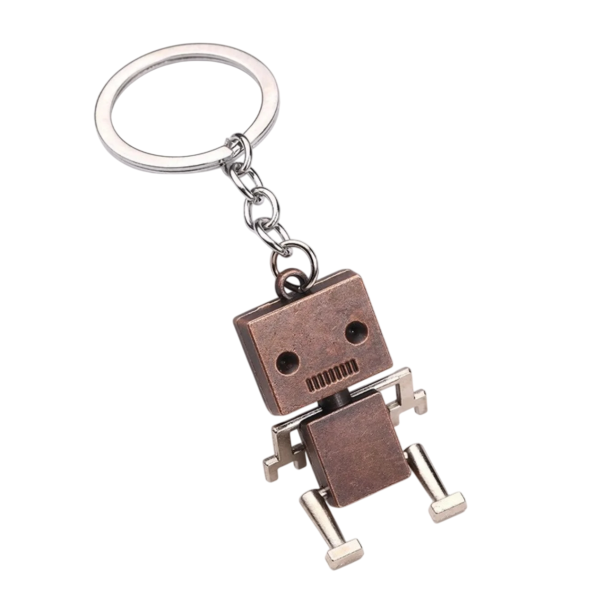 Porte-clés 10 cm Robot mobile Alliage de métal Parties articulées Anneau métallique Décoration pour clés Sac à dos Sac à main rouge