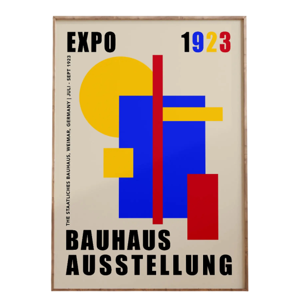 Affiche moderne 40 x 60 cm Formes géométriques abstraites couleurs design Bauhaus image minimaliste mur Impression sur toile Sans cadre 1