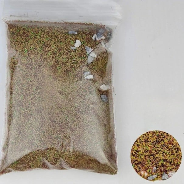30 g Modelová travní směs s kamínky 12,7 x 8,1 cm Dekorační posyp půdy a vegetace pro dioráma modelovou krajinu hnědá