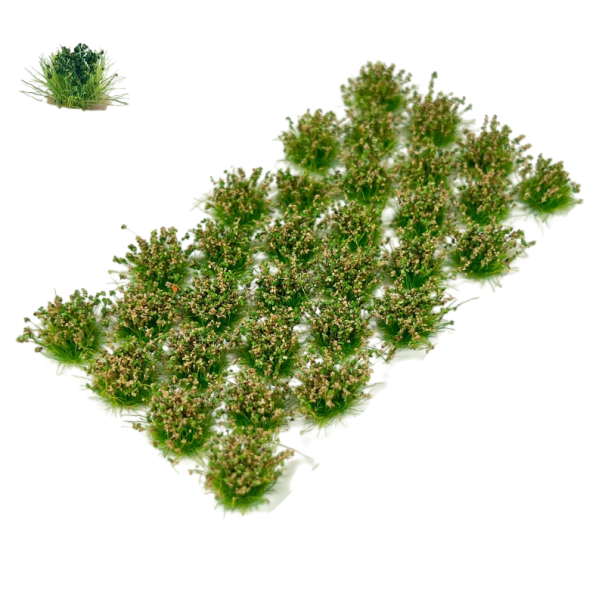 Set de 32 bucăți de smocuri de iarbă 8–10 mm înălțime 9 mm Miniatură verde arbuști Decorațiune pentru dioramă și peisaj model 1