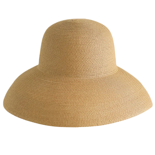 Dámsky slamenný klobúk 56–58 cm Šírka okraja 12 cm Slamena Letný široký klobúk proti slnku Elegantný plážový doplnok khaki