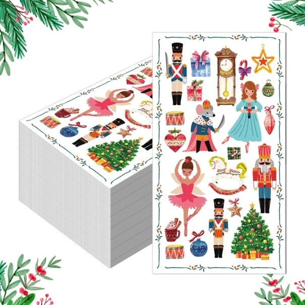 20 pcs Serviettes en papier 40 x 33 cm Serviettes de Noël Conte de ballet Mélange coloré de motifs Serviettes décoratives pour la table de Noël 1