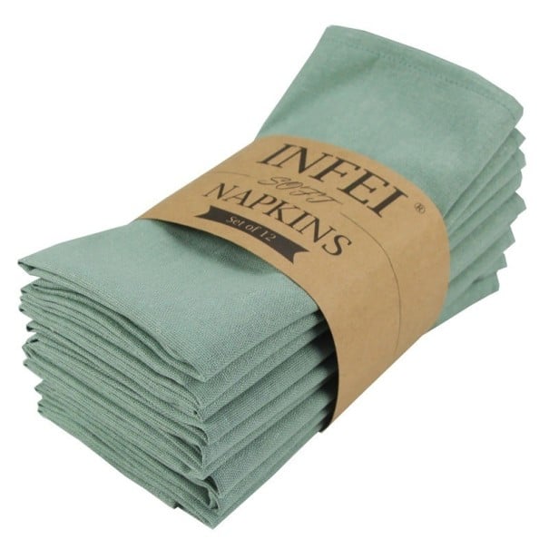 12 Stück Stoffservietten zum Tischdecken 40 x 40 cm 80% Baumwolle und Leinen 20% Polyester Einfarbige dekorative Servietten türkis