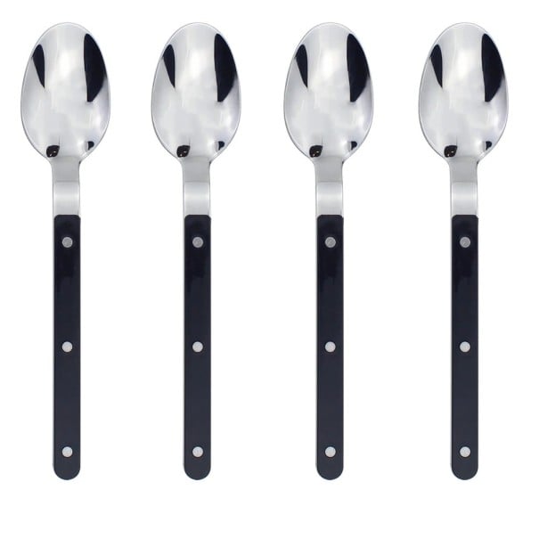 Cucharas Juego de cubiertos de diseño Cucharas de mesa modernas con mango ergonómico Utensilios de cocina elegantes para el hogar negro