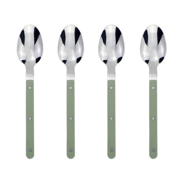 Cucharas de té Juego de cubiertos de diseño Cucharas de postre modernas con mango ergonómico Utensilios de cocina elegantes para café y postres verde