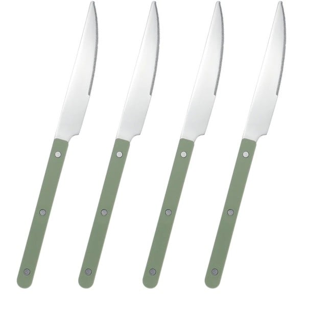 Cuchillo de mesa Juego de cubiertos de diseño Cuchillos de mesa modernos con mango ergonómico Utensilios de cocina elegantes para la mesa diaria verde