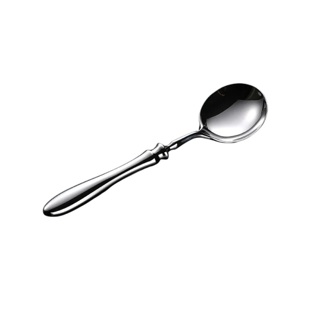 Cuchara redonda de acero inoxidable de lujo Cuchara de servir pulida elegante cubiertos de diseño cuchara estilosa para la cocina 1