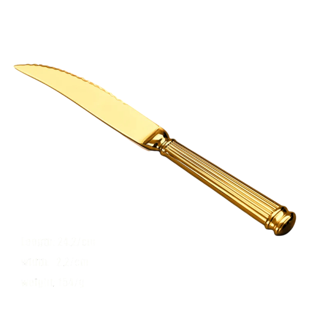 Cuchillo de mesa de acero inoxidable con hoja dentada diseño elegante cuchillo de steak moderno cubierto de cocina dorado