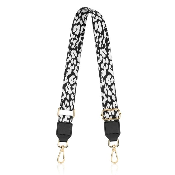 Bred justerbar axelrem för handväska 73–130 x 3,8 cm Svart-vit djurmönster Axelrem i textil för väska Ersättnings crossbody 1