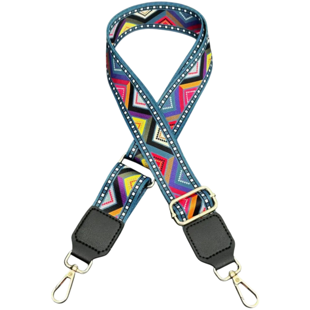 Široký nastavitelný popruh na kabelku 73–130 x 3,8 cm Barevný trojúhelníkový geometrický vzor Ramenní textilní popruh na tašku Crossbody 1