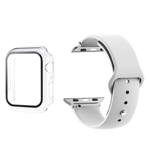 Ochranná sada pro Apple Watch iWatch Series 3 2 1 38 mm 9H sklo na displej pouzdro rámečku a řemínek na hodinky ochrana displeje šedá