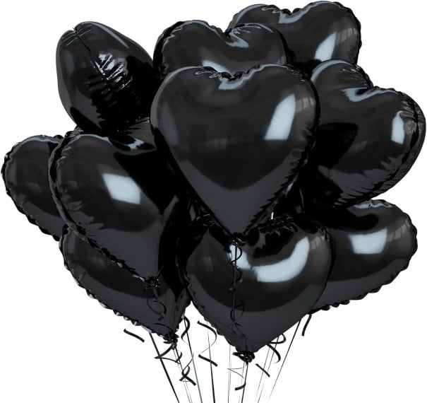10 st Glänsande ballonger i hjärtform 45,7 cm dekorativa festballonger metallisk effekt för fester och bröllopsdekoration svart