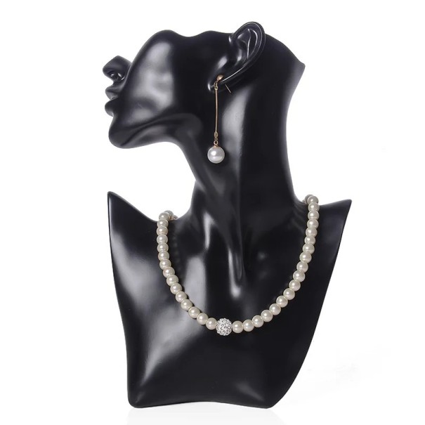 Ställ för halsband busta för smycken 29 × 19 × 10 cm plastställ för visning av kedjor och hängsmycken figur för smycken svart