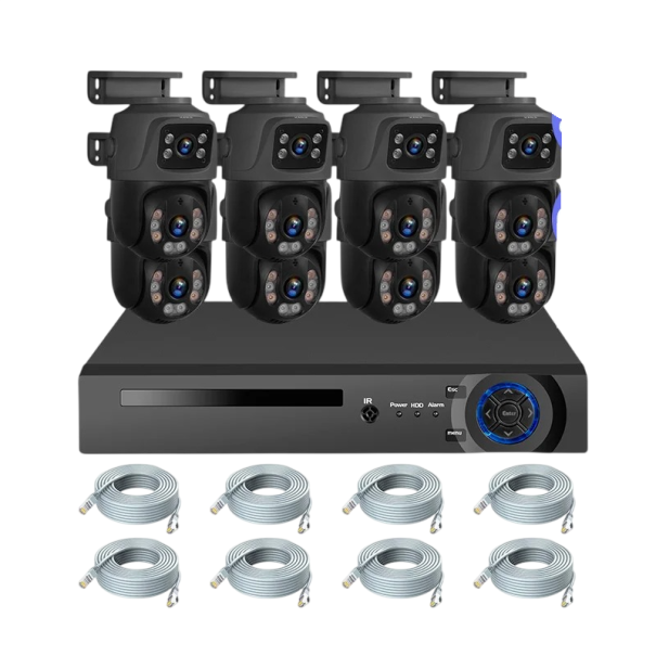 Turvakamerajärjestelmä 6MP 8 kameraa 8-kanavainen DVR-setti kaapeliyhteydellä kodin, yrityksen ja ulkotilojen valvontaan musta